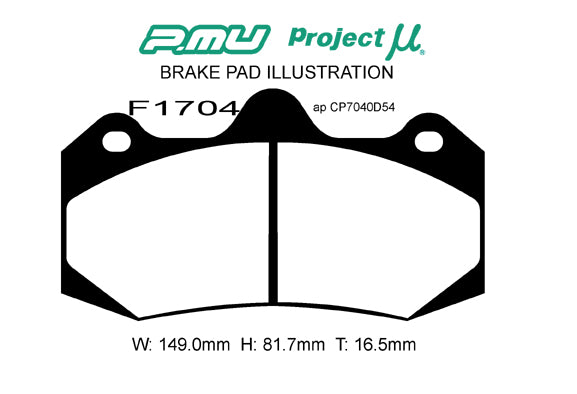 PROJECT MU BRAKE PADS TYPE PS FOR APCP7040D54 FOR  F1704-TYPE-PS
