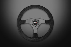 MINE'S R-S BUCKSKIN BLACK STITCHING STEERING WHEEL MINES-00001