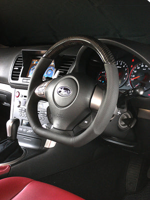 DAMD CARBON STEERING WHEEL  For SUBARU EXIGA YA MODEL (A ~ G) 2008/6 ~ 2015/3 SS358-D-L Black carbon-black stitch