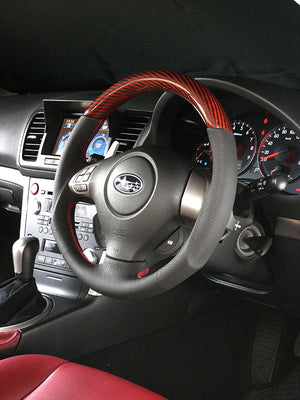 DAMD CARBON STEERING WHEEL  For SUBARU IMPREZA WRX-STI GR GV MODEL (A ~) 2007/12 ~ SS358-S-L Red carbon-red stitch