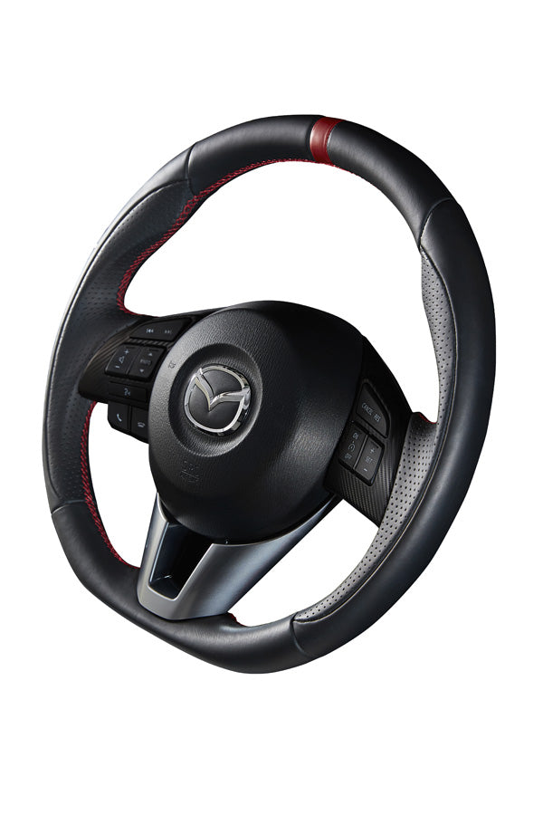 DAMD STEERING WHEEL  For MAZDA AXELA BM/BY 13.11~16.6 SS360-M Nappa leather - Black Hawk Japan