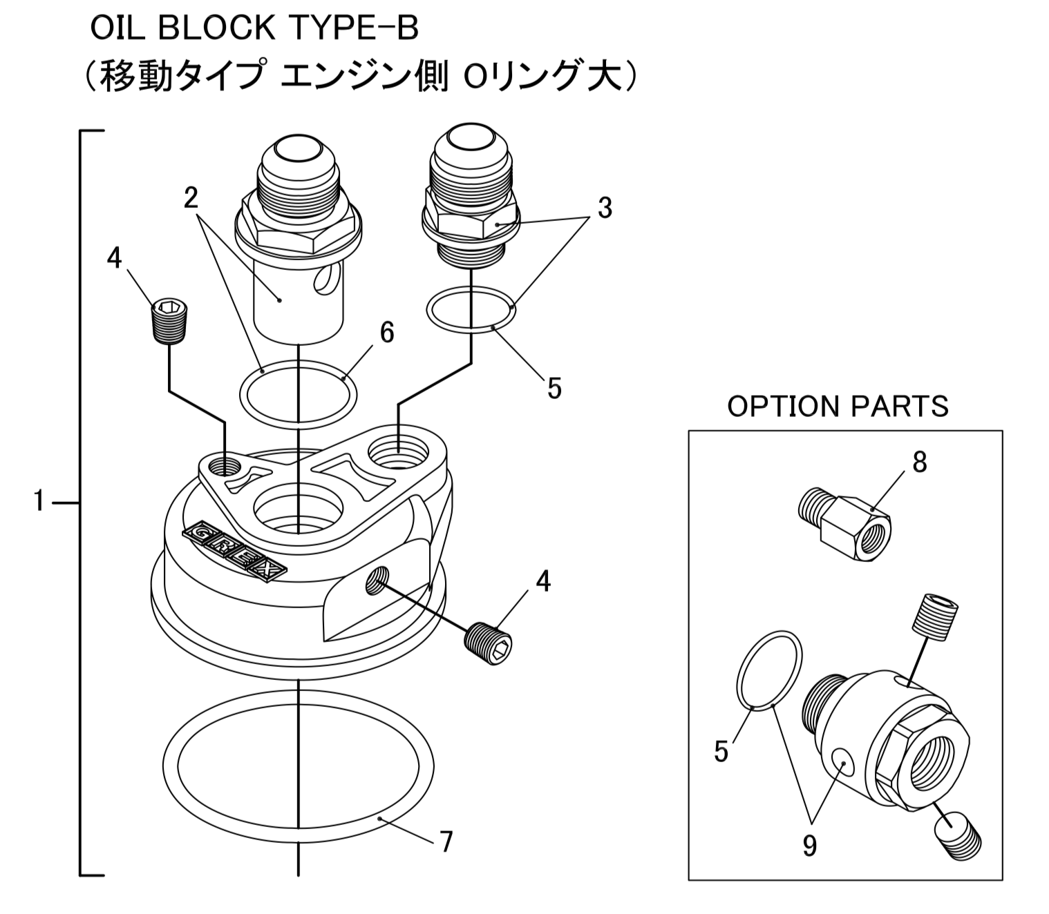 GREDDY OIL BLOCK TYPE-B (MOVEMENT TYPE ENGINE SIDE O-RING SIZE) FOR   12401105
