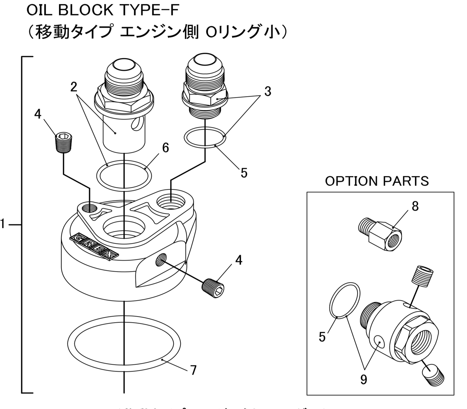 GREDDY OIL BLOCK TYPE-F (MOVEMENT TYPE ENGINE SIDE O-RING IS SMALL) FOR   12005110