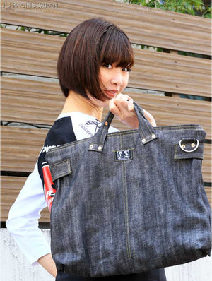 J'S RACING VINTAGE DENIM BACK BLACK L VDB-BK-L