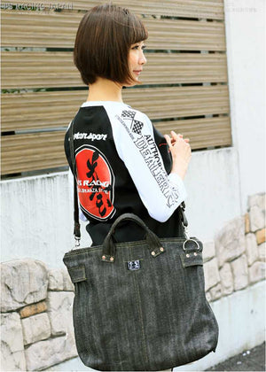 J'S RACING VINTAGE DENIM BACK BLACK L VDB-BK-L