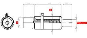REINHARD CANNONBALL UNIVERSAL MUFFLER 01 SINGLE TITANIUM EXHAUST 01SRTI 115-145-76