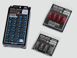 RAYS DURA SERIES DURALUMIN LOCK & NUT SET L37 STRAIGHT TYPE (FOR 6H) 19HEX NUT X20, LOCK NUT X4, L60 KEY ADAPTER 19HEX 26Φ X1 RED M12X1.5 FOR  7402-RED-M12-1-5-7