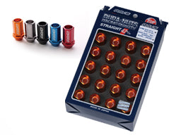 RAYS DURA SERIES DURALUMIN LOCK & NUT SET L42 STRAIGHT TYPE PACK OF 4 LOCK NUTS ORANGE M14X1.5 FOR  7402-ORANGE-M14-1-5-9