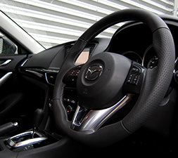 KENSTYLE STEERING WHEEL ALL BLACK LEATHER RED STITCH FOR  MB01