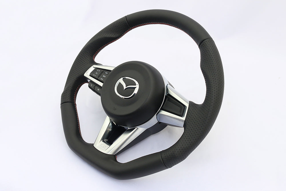 KENSTYLE STEERING WHEEL ALL BLACK LEATHER FOR MAZDA ROADSTER ND5RC NDERC FIAT ABART NF2EK MC01