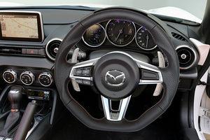 KENSTYLE STEERING WHEEL ALL BLACK LEATHER FOR MAZDA ROADSTER ND5RC NDERC FIAT ABART NF2EK MC01