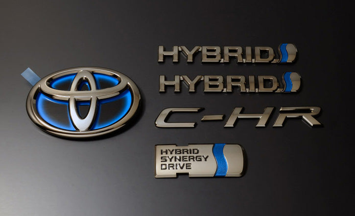 GRAZIO&CO BLACK CHROME EMBLEM 5 PIECE SET HYBRID MODEL FOR TOYOTA CH-R ZYX10 NGX50 EMB960BKC-BKCH