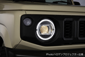 REVIER HEADLIGHT UNIT WITH BUILT-IN LED RING TYPE POSITION HALOGEN FOR SUZUKI JIMNY JB64W JB74W HL-SZ18-C-Harness
