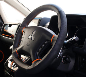 KENSTYLE STEERING WHEEL A-TYPE BLACK LEATHER RED STITCH FOR  XA01