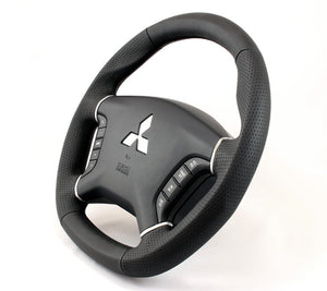 KENSTYLE STEERING WHEEL A-TYPE BLACK LEATHER RED STITCH FOR  XA01