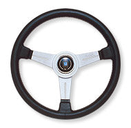 NARDI CLASSIC LEATHER LINE BLACK LEATHER & SILVER SPOKES 340MM STEERING WHEEL N342