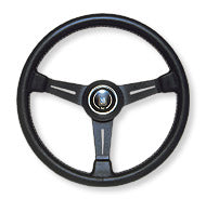 NARDI CLASSIC LEATHER LINE BLACK LEATHER & BLACK SPOKES 330MM STEERING WHEEL N110 - Black Hawk Japan