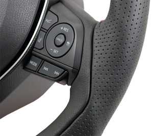 KENSTYLE STEERING WHEEL BLACK LEATHER WRINKLED LEATHER SILVER STITCHING FOR TOYOTA RAV4 HYBRID AXAH52 AXAH54 TD02