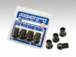 RAYS RACING SERIES 17HEX L35 RACING NUT SET (MEDIUM-THROUGH TYPE) 4 PACK M12X1.5 FOR  7413-BLACK-M12-1-5-4