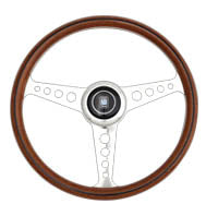 NARDI SPECIAL LINE ANNI'70 WOOD & POLISHED ROUND HOLE SPOKE 360MM STEERING WHEEL N070