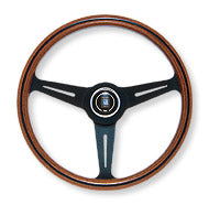 NARDI CLASSIC WOOD LINE WOOD & BLACK SPOKES 360MM STEERING WHEEL N122