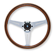 NARDI CLASSIC WOOD LINE VITE WOOD & SILVER SPOKES 360MM STEERING WHEEL N162